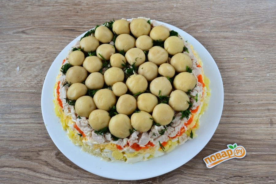 Шаг 10: Салат грибная поляна