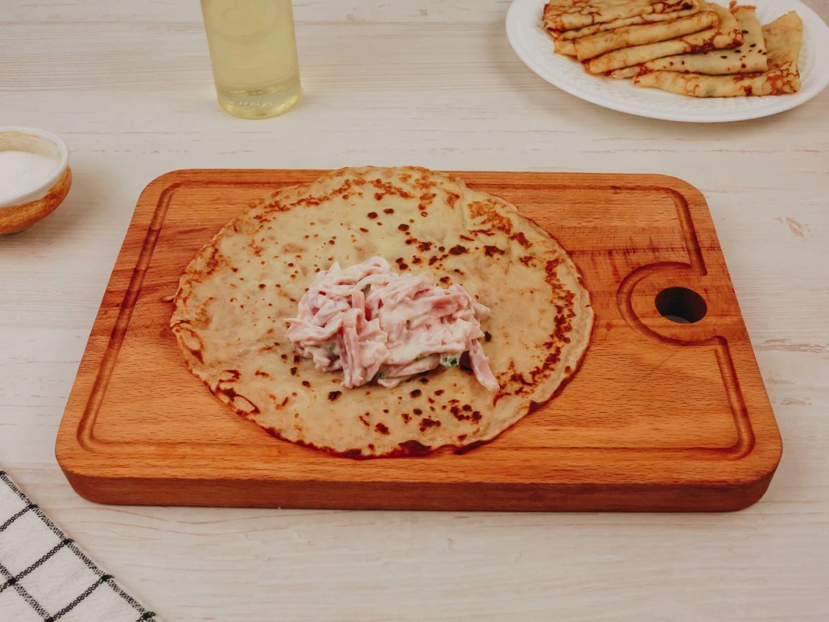 Шаг 11: Блинчики с ветчиной и сливочным сыром