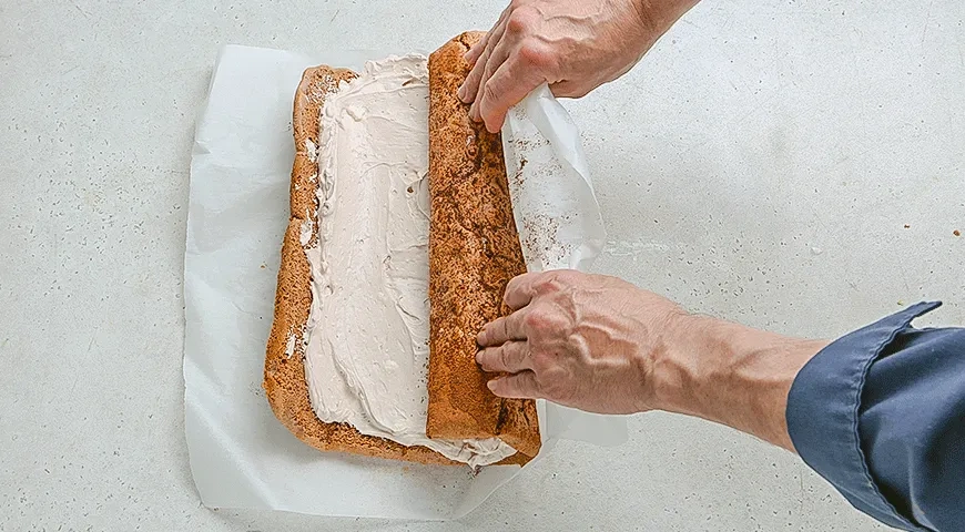 Шоколадное полено с фундуком: шаг 11