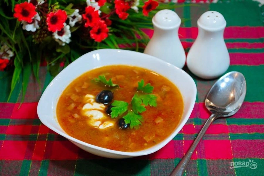 Шаг 11: Солянка с бор ная мясная