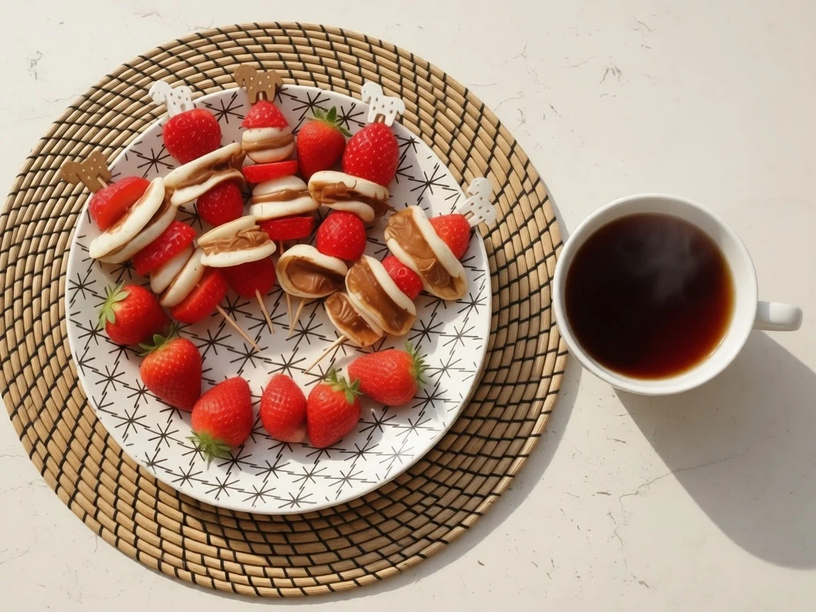 Шаг 12: Мини-панкейки на шпажках с нутеллой и клубникой