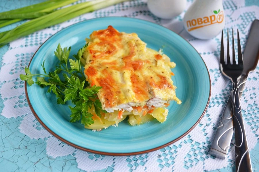 Шаг 12: Рыба с картошкой в духовке