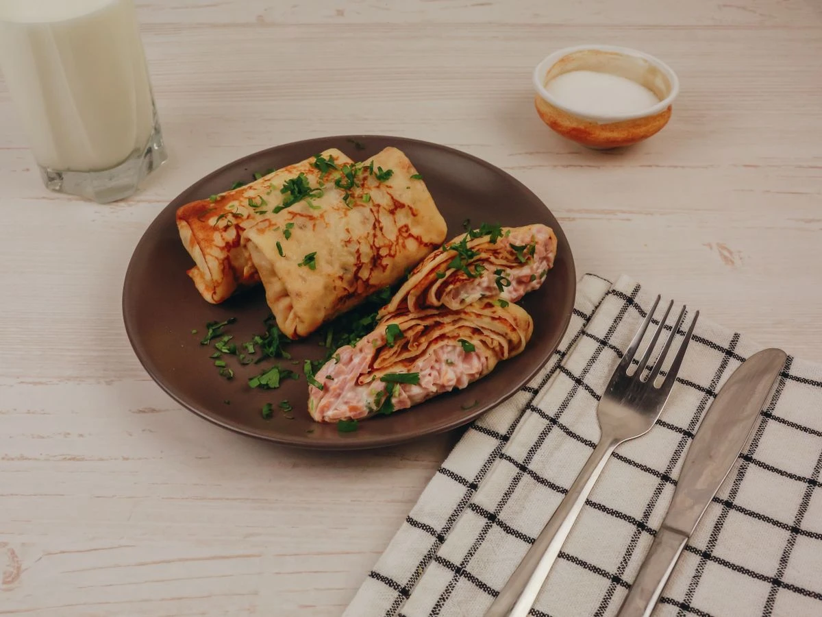 Шаг 13: Блинчики с ветчиной и сливочным сыром