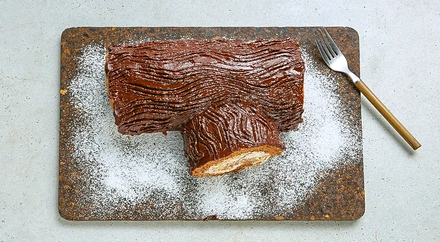 Шоколадное полено с фундуком: шаг 13