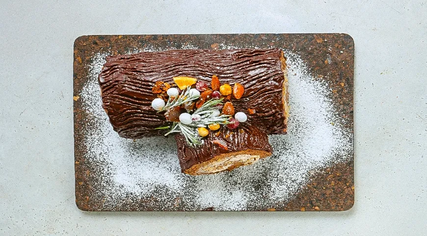 Шоколадное полено с фундуком: шаг 14