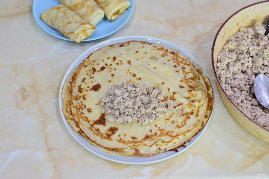 Шаг 15: Блинчиков с мясом