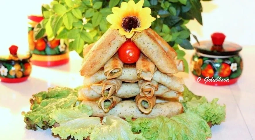 Дрожжевые блины с пикантной начинкой: шаг 16