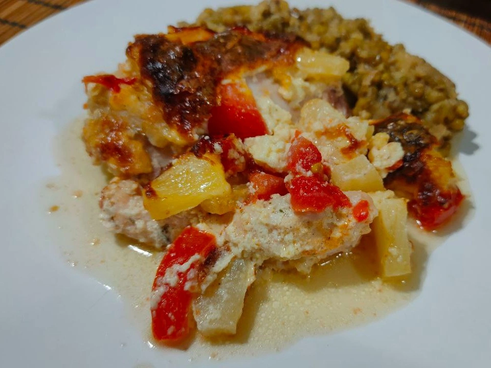 Шаг 16: Курица с помидорами и ананасами в духовке