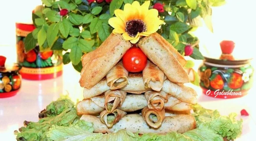 Дрожжевые блины с пикантной начинкой: шаг 17