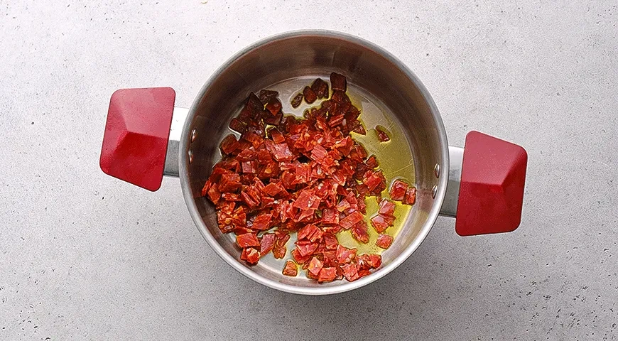 Чаудер с креветками и чоризо: шаг 2