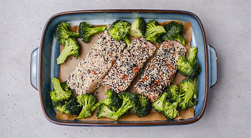 Лосось в кунжутной корочке с овощами: шаг 2