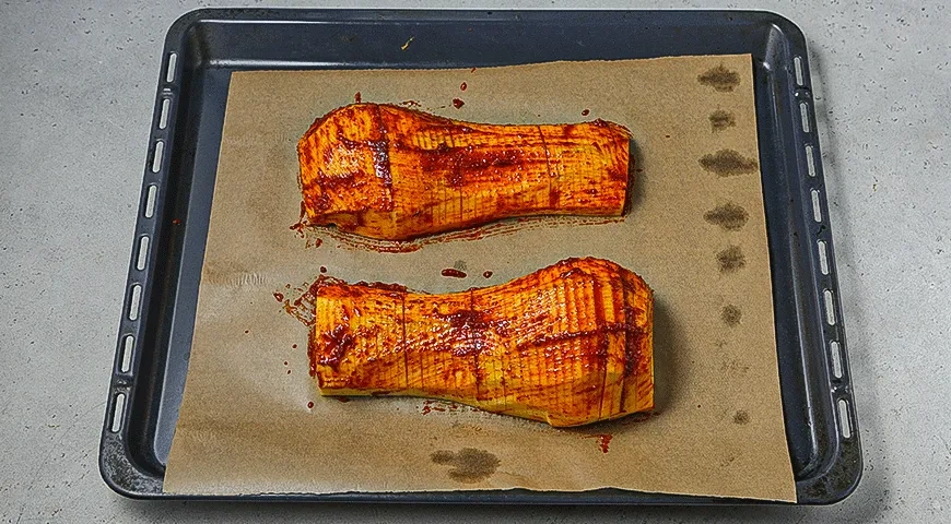 Печеная тыква с брынзой и миндалем: шаг 2