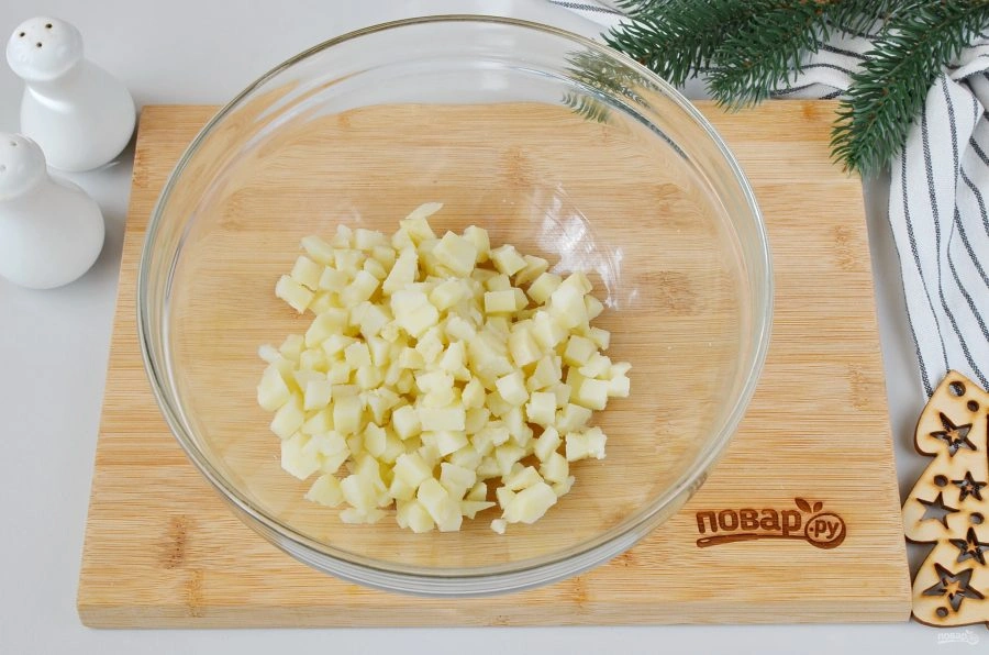 Шаг 2: Салат тигр в шубе на новый год