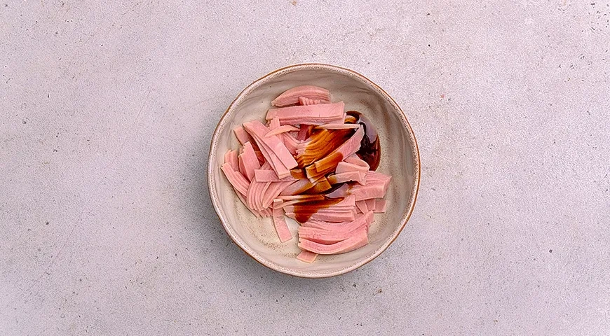 Тако с ветчиной, мандаринами и соусом терияки: шаг 2