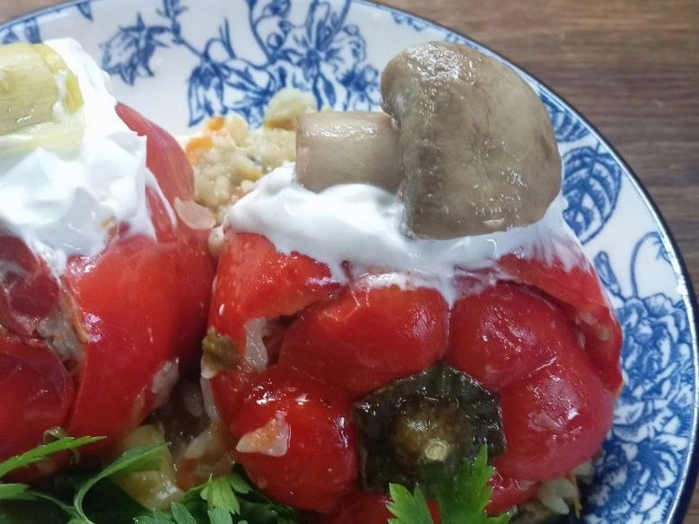 Шаг 22: Фаршированные перцы с рисом, грибами и овощами