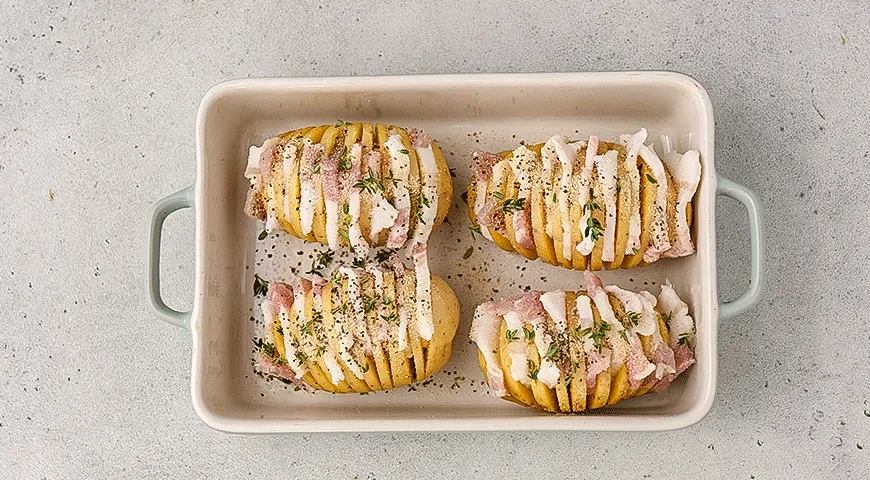 Картошка-гармошка с салом: шаг 3