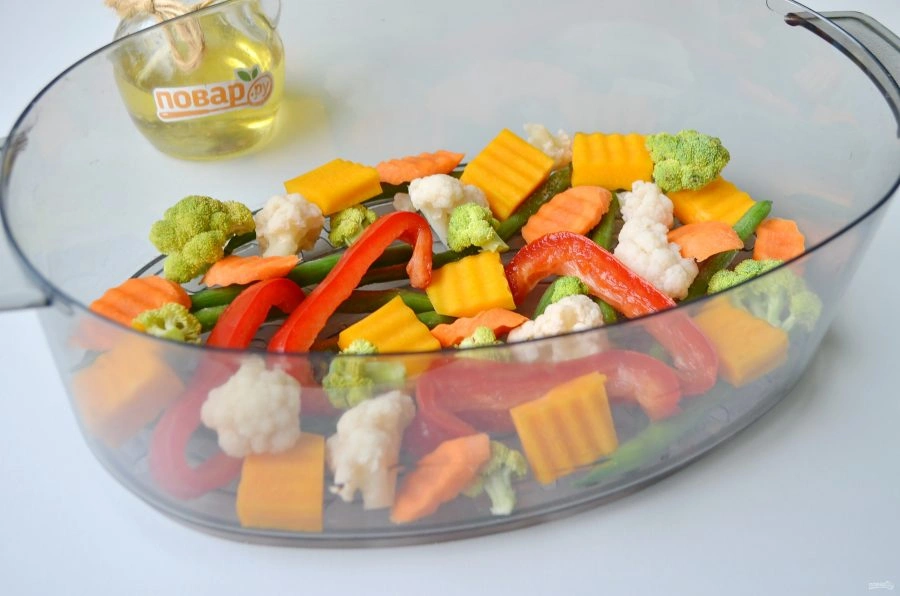 Шаг 3: Овощи на пару вкус ные