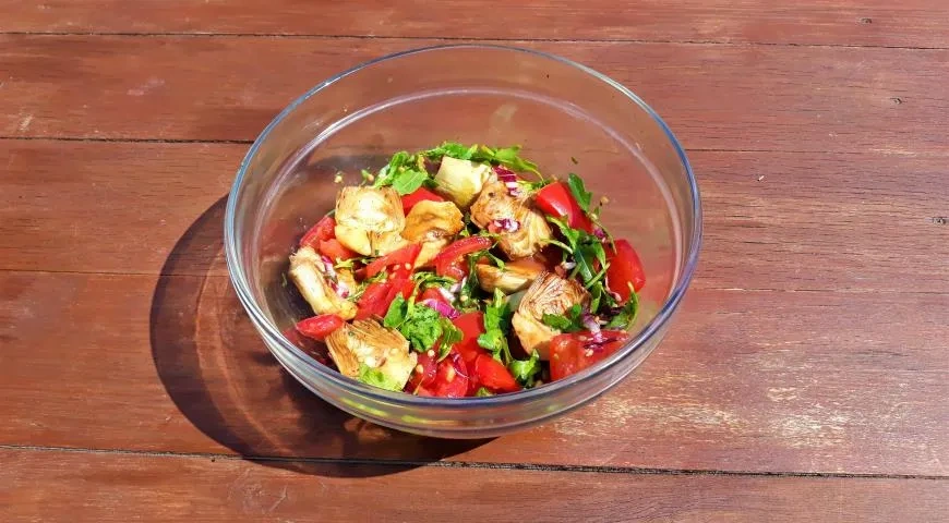 Салат с кабачками, сыром рикотта, артишоками по калабрийски: шаг 3