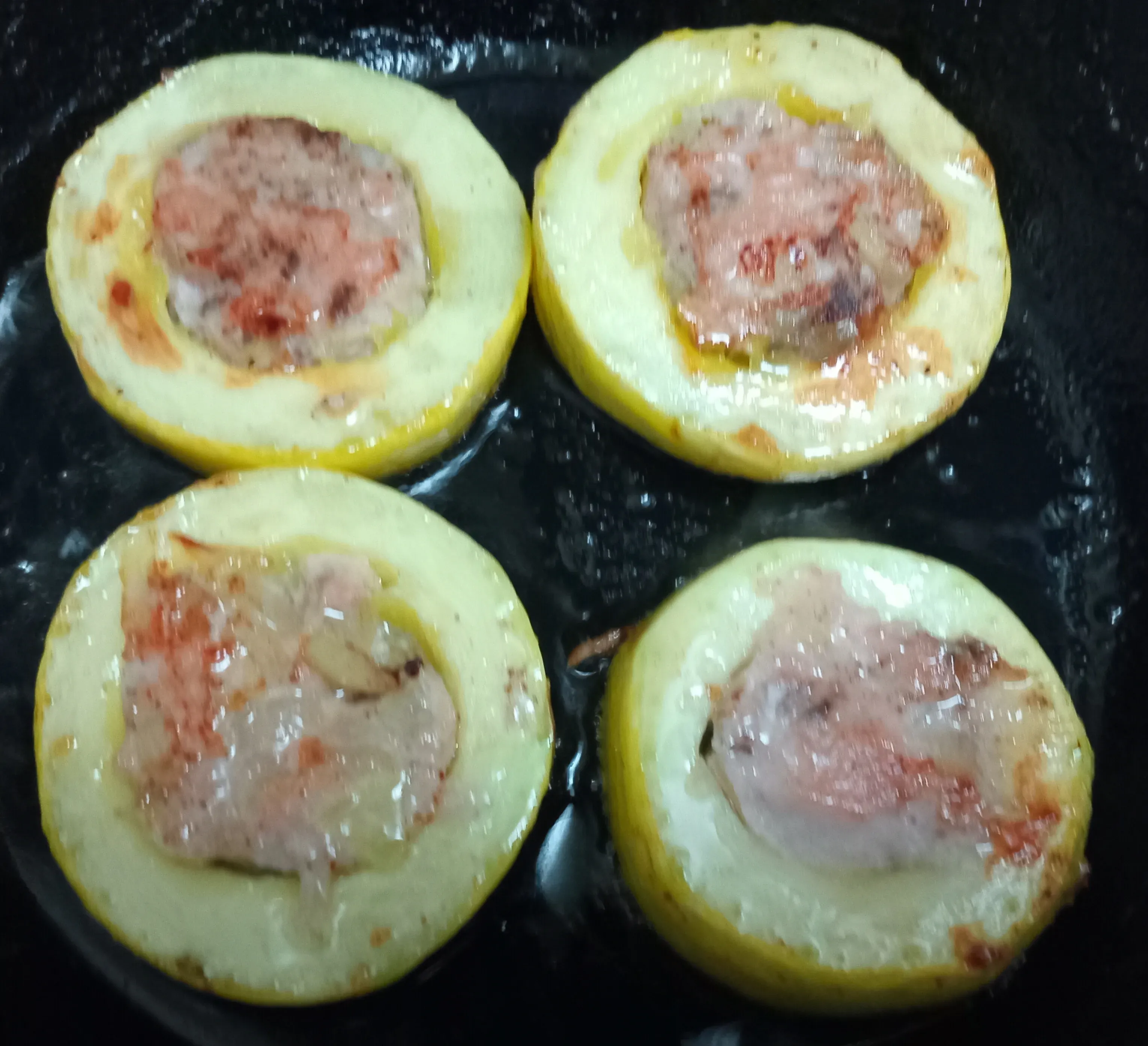 Жареные кабачки с куриным фаршем: шаг 3