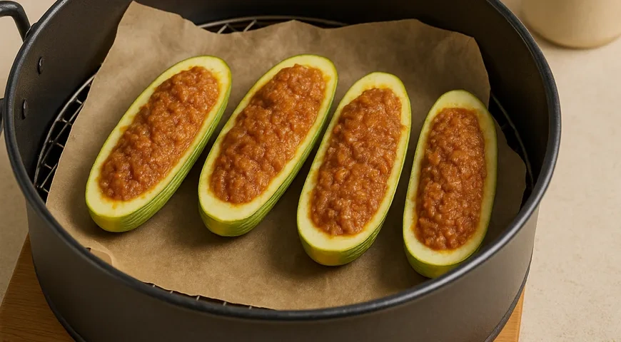 Фаршированные кабачки в аэрогриле: шаг 4