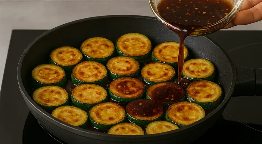 Кабачки в соевом соусе на сковороде: шаг 4