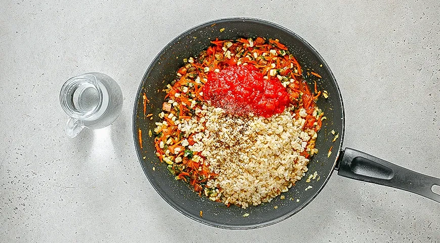 Кальмары, фаршированные булгуром: шаг 4