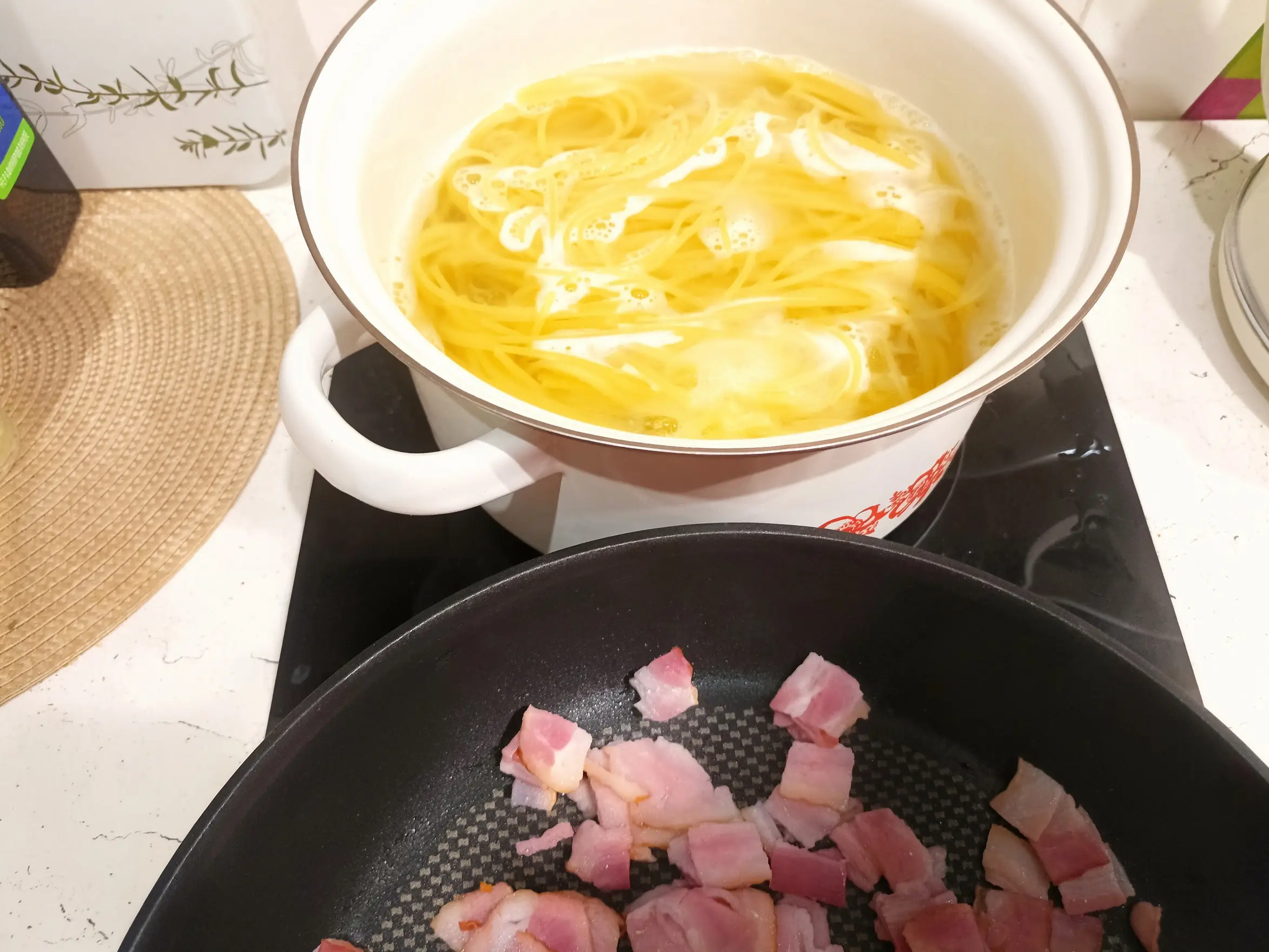 Шаг 4: Карбонара с беконом