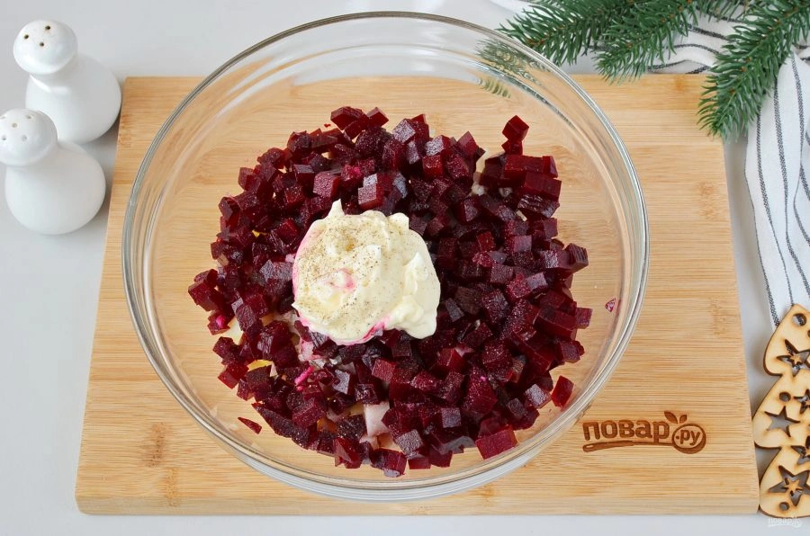 Шаг 4: Салат тигр в шубе на новый год