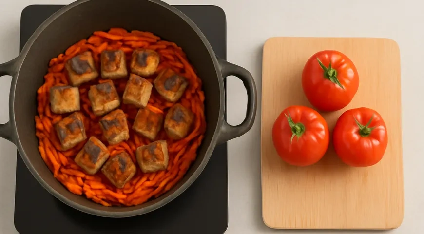 Баклажаны с мясом в казане: шаг 5