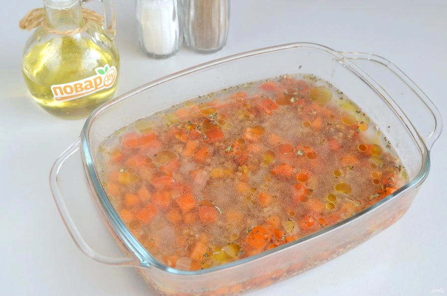 Шаг 5: Гречка с овощами в духовке