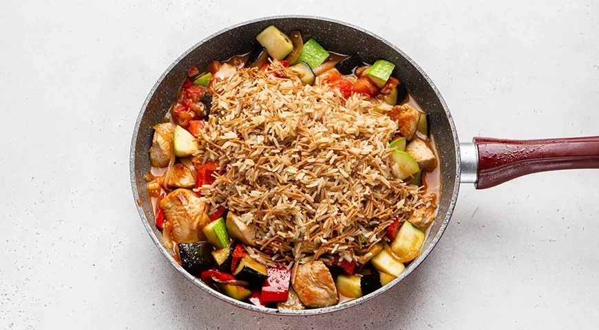 Соте из индейки с рисом: шаг 5