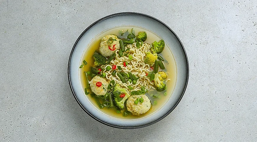 Суп с рыбными фрикадельками, овощной смесью и лапшой: шаг 5