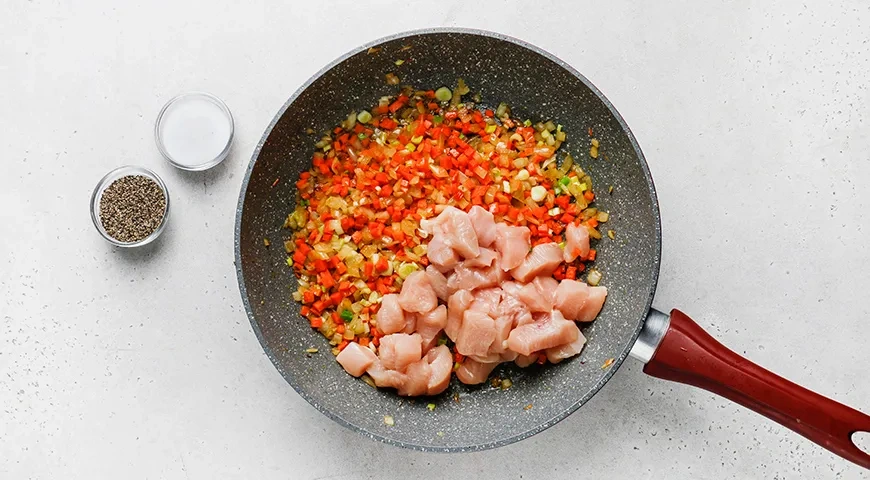 Тяхан с курицей и овощами: шаг 5