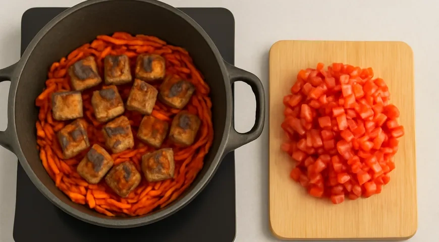 Баклажаны с мясом в казане: шаг 6