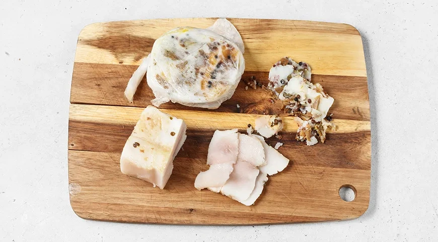 Отварное сало, засоленное в пакете: шаг 6