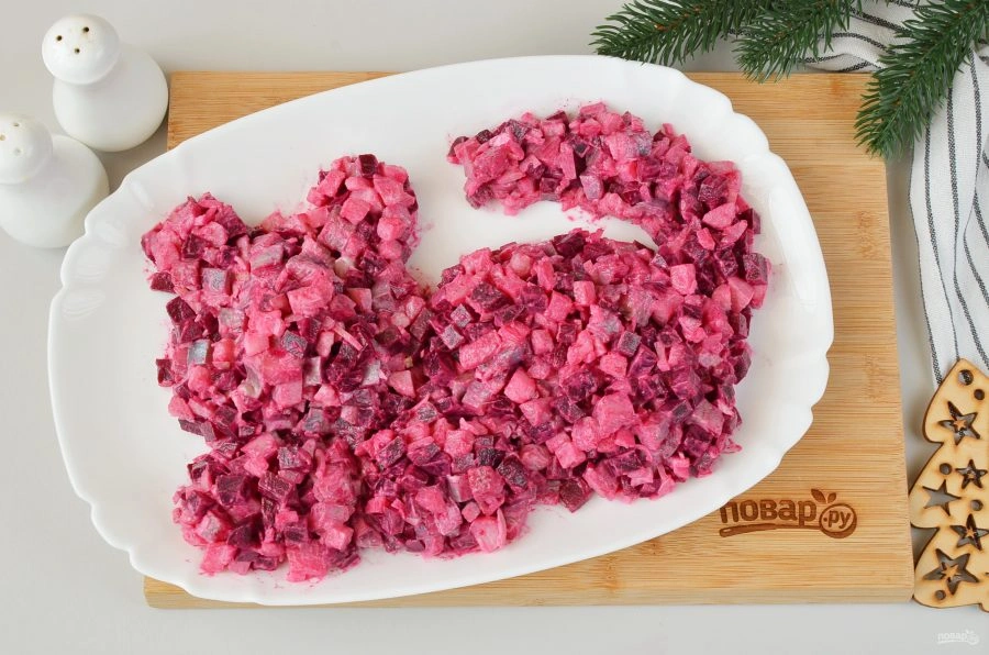 Шаг 6: Салат тигр в шубе на новый год