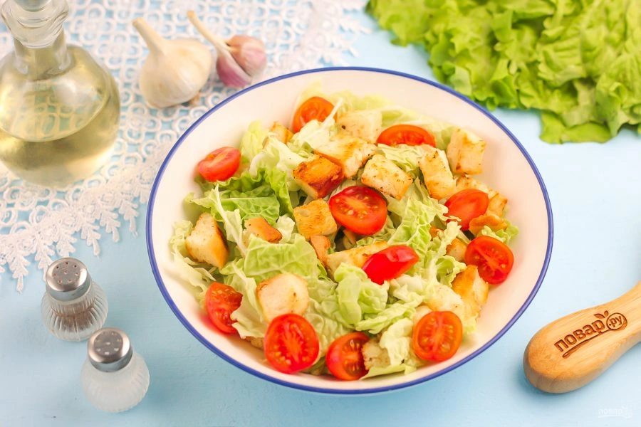 Шаг 6: Салат цезарь с майонезом