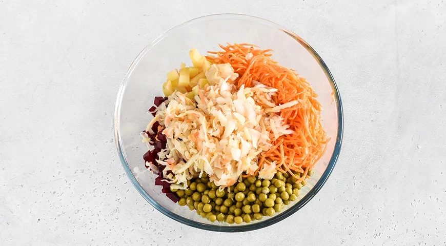 Винегрет с квашеной капустой и морковью по-корейски: шаг 6