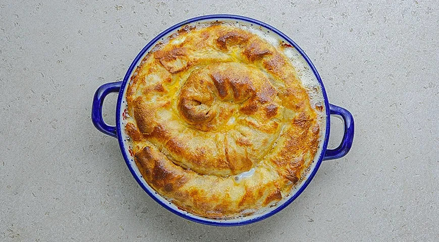 Блинная улитка с ветчиной и грибами: шаг 7