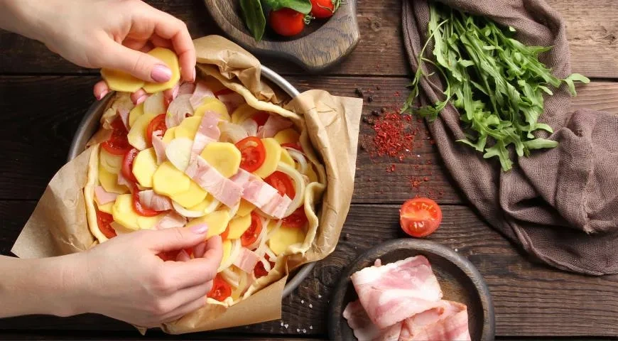 Галета с беконом и овощами: шаг 7