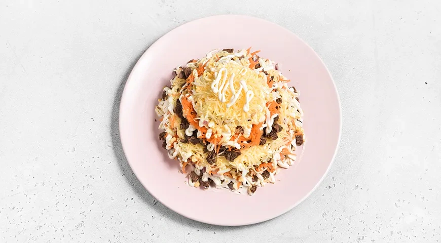 Салат «Красная шапочка» с говядиной и гранатом: шаг 7