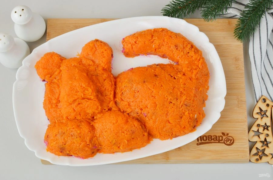 Шаг 7: Салат тигр в шубе на новый год