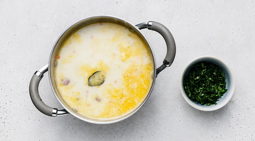Сырный суп с охотничьими колбасками: шаг 7