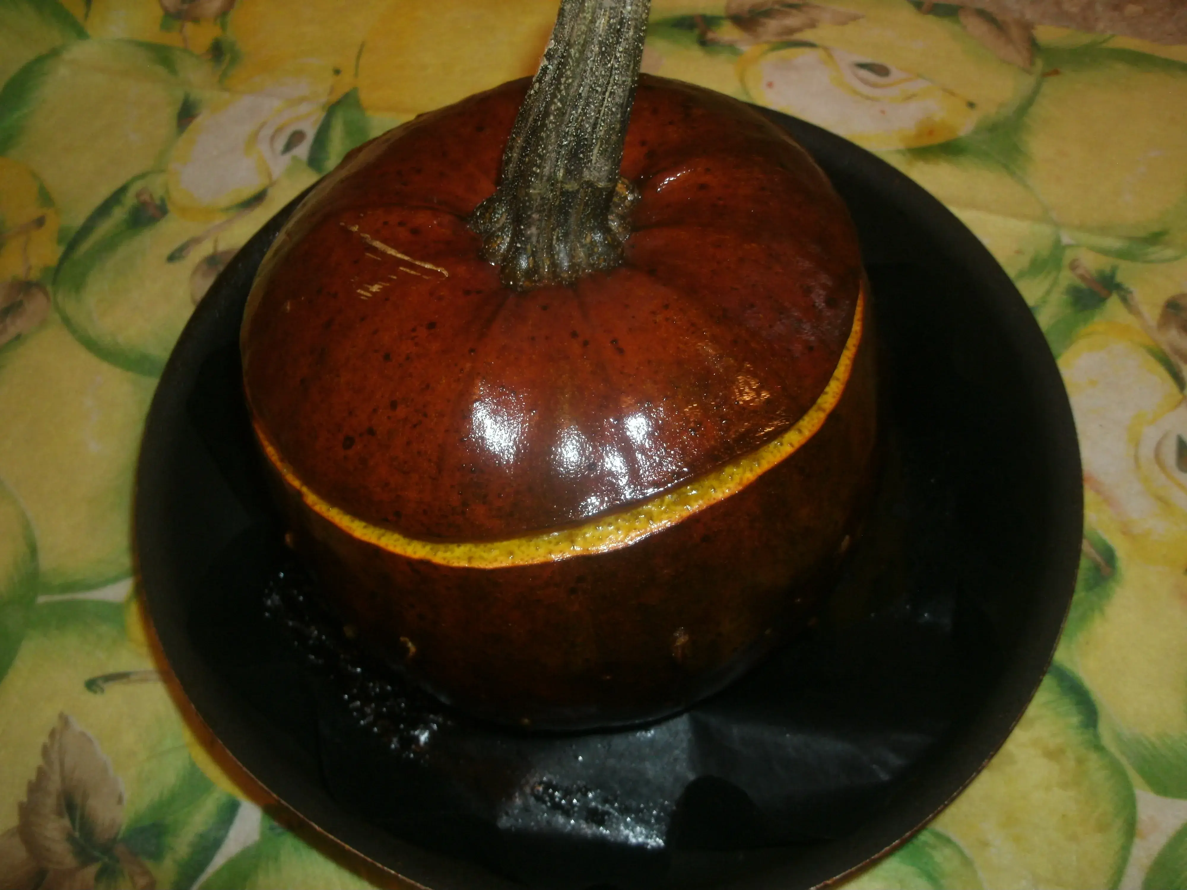 Тыква, фаршированная рисом с курицей и грибами: шаг 7