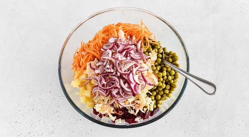 Винегрет с квашеной капустой и морковью по-корейски: шаг 7