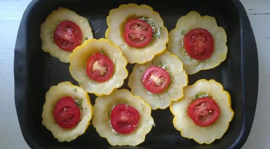 Патиссоны с сырной начинкой и помидорами: шаг 8