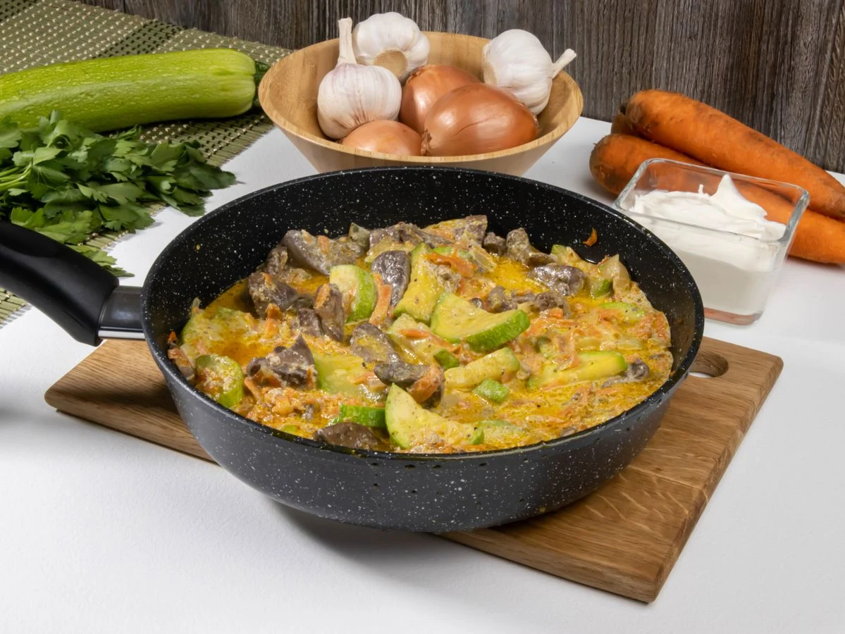 Шаг 8: Печень индейки с овощами