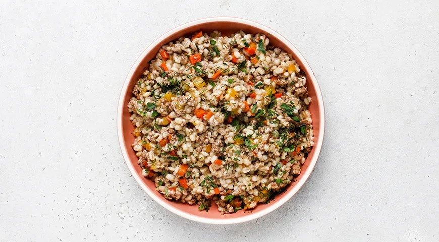 Перловка с фаршем и овощами: шаг 8