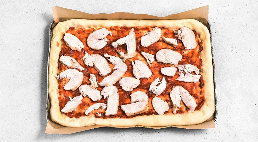 Пицца с курицей и грибами: шаг 8