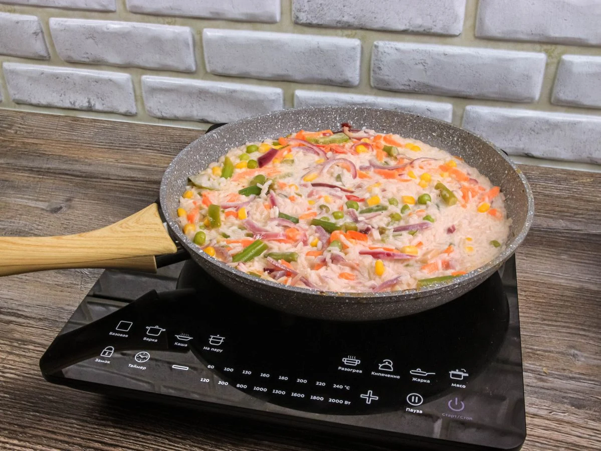 Шаг 8: Ризотто с креветками и овощами